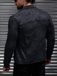 Manfinity VCAY 男士前扣长袖口袋简约休闲牛仔夹克