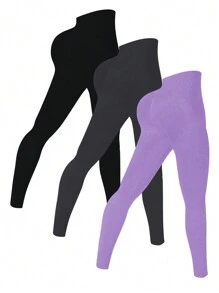 Easithlete Casual Plain High Waist Seamless Leggings - Multicolor - View 3