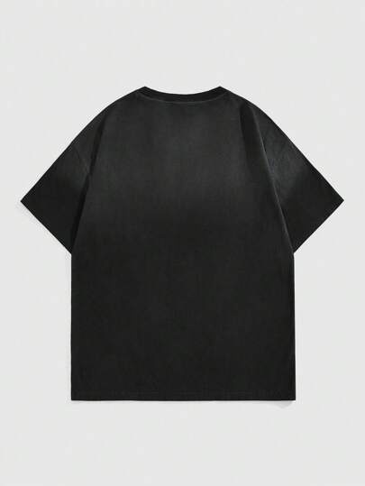 Street Life Men's Hip Hop Round Neck Short Sleeve Graphic Print Casual Top, Everyday Wear