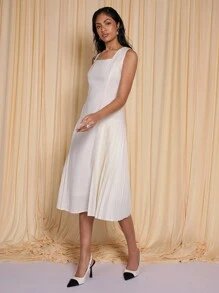 COSMINA White Women Long Casual Dress, Simple & Fashion, Suitable For Daily Wear - White - View 4