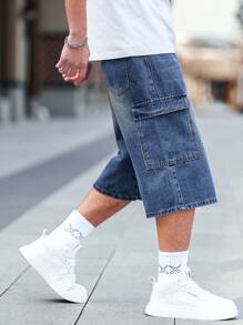 Manfinity EZcore 男士牛仔中长休闲短裤，简约时尚日常穿着