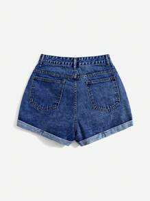 SHEIN EZwear Shorts vaqueros informales con borde deshilachado y desgastado