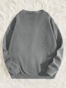 Manfinity VCAY Men's Casual Heart & Letter Jacquard Knit Long Sleeve Cardigan, Autumn/Winter