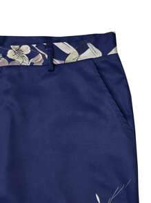Manfinity Mode Men's Floral Print Pocket Straight Leg Casual Suit Pants