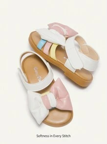Cozy Pixies 1 Paar farbenfrohe Schleifendesign Prinzessinnenstil Flache Sandalen für Baby Mädchen, vielseitig und süß, für Frühling und Sommer