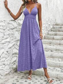 Breezaya Solid Criss Cross Tie Backless Cami Dress For New Year Clothes Maxi Vacation Beach Outfits Women