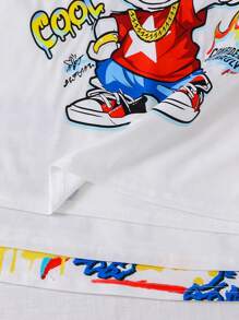 SHEIN Leap Crew Conjunto de 6 piezas de estilo callejero para niños preadolescentes: Camiseta de cuello redondo de manga corta con estampado de graffiti, letras y dibujos animados + pantalones cortos de cintura elástica. Conjunto informal adecuado para juegos al aire libre, escuela, estilo callejero, fiestas, uso casual, apropiado para primavera, verano y otoño. Compra 4 y llévate 2 gratis. - Multicolor - Ver 6