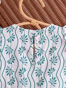 Travachic KIDS 女婴花卉印花荷叶边上衣和裤子 2 件套，夏季假期 - 綠色 - 查看 3