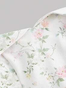 SHEIN MOD 露肩腰部褶饰花卉印花连衣裙 - 彩色 - 查看 3