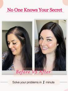 16inch Tóc Đối với phụ nữ Thực tế Con người Đầu tóc Tóc Thẳng Đối với phụ nữ Với Tỉa thưa mảnh tóc - Natural Black - Xem 6