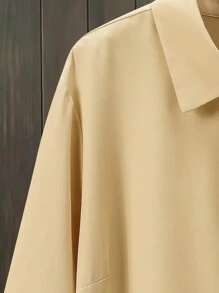 Lacomfia Plus Size Long Sleeve Patchwork Printed Arabian Style Shirt - Apricot - View 4