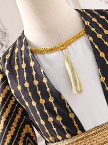 2pcs/Set Young Girl Faux Fur Patchwork Long Sleeve Simple Jacket And Dress - Multicolor - View 7