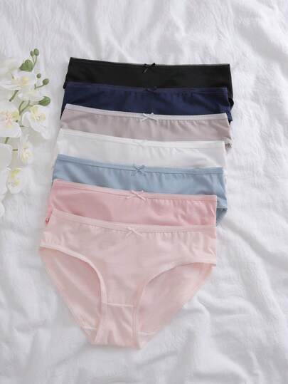 7 pièces Set de culottes unicolore