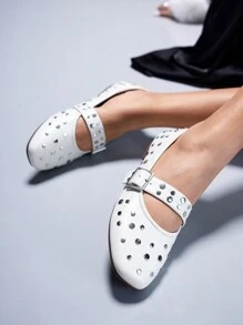 CUCCOO GRLICON 女士 Y2K 风格平底鞋，适合朋克、骑行者、酷女孩、万圣节、圣诞节、派对装扮