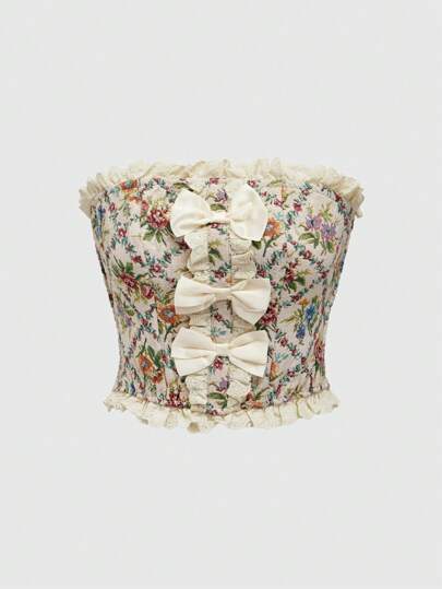 Kawaii ملابس علوية شريطي كاواييون' متناسق بقوس نسيجي