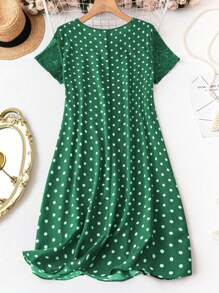 SHEIN 夏季大码蕾丝拼接圆领无袖简约休闲连衣裙