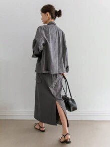 DAZY 2pcs Women Loose Fit Casual Utility Style Outfit,Fall Clothes Lounge Sets For Women - Dark Grey - View 5