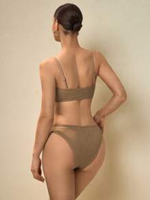 SHEIN Swim Conjunto de bikini de 2 piezas sin tirantes para mujer, casual de playa