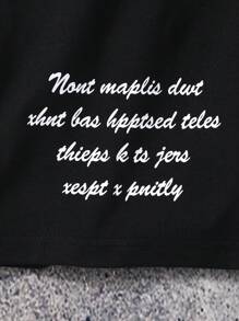 Teen Boy Graphic Printed Round Neck Short Sleeve Top And Shorts Casual 2 Pieces Set - Black and White - View 7