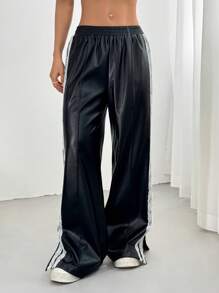 SHEIN EZwear Women's Summer Casual Minimalist Style Pants For Everyday Wear - Black - View 4