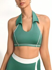 Activina Women's Simple Fashion Casual Sports Polo Shirt, For Everyday Wear, Backless Top - Green - View 2