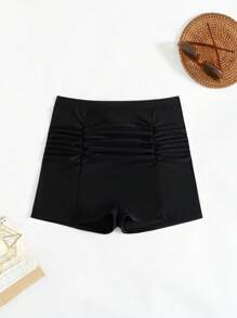 Beach Outfits For Women Summer Vacation Solid Color Pleated Front Band Swim Bottom, Separates