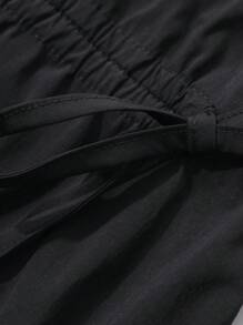 Dazy-Less Loose Casual Drawstring Tie Waist Mid-Length Dress For Women,Ruffle,Fall Dress Business Casual Woman Work Clothes Long Sleeve Dress