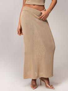 Forever 21 Women Solid Color Knit Sweater Skirt, Minimalist Design For Casual Everyday Wear