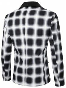 Manfinity Men's Casual Suit Jacket, Fashion Style - Black and White - View 2