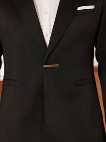 Manfinity Bizformal Conjunto de traje casual de negocios de hombre versátil para ir y venir con hebilla detallada en la parte delantera. Conjunto de traje negro elegante y de alta relación calidad-precio. Conjunto de dos piezas para hombre, ropa de otoño e invierno para hombres