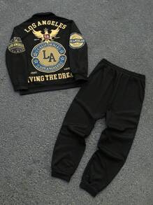 Aesthetic Post--Men's Long Sleeve Printed Jacket And Pants Set - Black - View 5