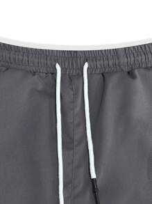 Manfinity Homme Pantaloni cargo casual slim fit pentru bărbați, cu cordon, în culori solide, cu mai multe buzunare, pentru întoarcerea la școală