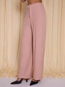 COSMINA Pantalones rectos y holgados de color rosa elegante para mujer, ideales para ir al trabajo, para primavera/verano