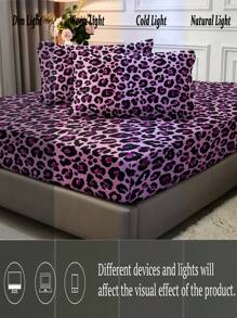 3 件套涤纶豹纹床上用品套装,适合所有季节,适用于卧室装饰 - 紫色 - 查看 10