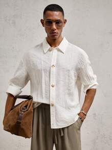 AKNOTIC Business Casual Loose Fit Rayon Casual Shirt For Men, Suitable For Summer - Blue - View 1