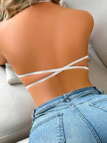 Solid & Leopard Print Simple Fashion Casual Everyday Lingerie Bra - White - View 2