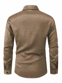 Manfinity AFTRDRK 经典成熟男士闪亮钻石衬衫，秋季款 - 棕色 - 查看 2