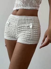Aloruh Sexy kanten stiksels strik decoratie lage taille ultra korte shorts dames witte shorts dames shorts Y2K kleding