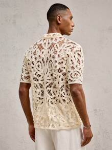 AKNOTIC Business Casual 男士镂空宽松针织休闲秋季毛衣，适合夏季、学校