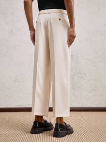 AKNOTIC Party 男士梭织宽松长直筒休闲裤，适合日常穿着 - 米色 - 查看 6