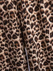 SHEIN LUNE 2 Stück Frauen Große Größen Set aus Leopard Muster Langarm Bluse und Hose für den Herbst/Sommer