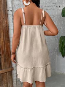 Breezaya Plus Size Effen Kleur Spaghettiband Getailleerd Casual Mini Jurk