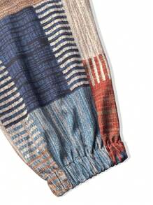 Manfinity RSRT INS 男士宽松休闲哈伦裤，拼贴印花嘻哈灯笼裤，适合日常户外度假。男士休闲宽松宽松格子拼接哈伦裤，嘻哈风格拼接宽松裤，秋季