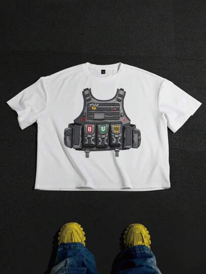  Manfinity EMRG 男士休闲圆领短袖短款 T 恤、图案男士 T 恤、超大 T 恤、男友礼物