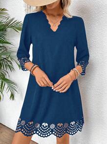 EMERY ROSE 女士休閒夏季時尚優雅空心連衣裙 - 藍色 - 查看 3