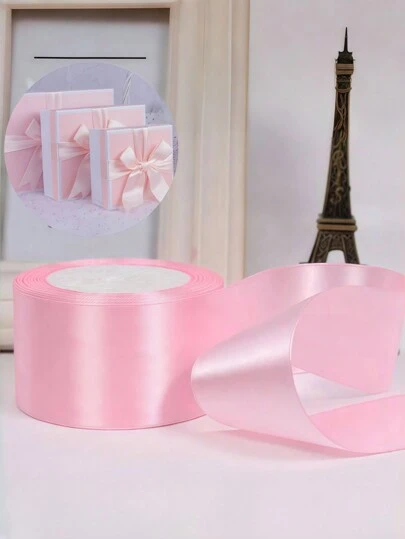 SHEIN 1/3/5Pcs 1.57"X8.85" Pink Satin Ribbon Rolls - Premium Woven Grosgrain Ribbons For Gift Wrapping & Bouquet Tying DIY Craft Ribbon For Wedding Decor, Cake Decorating, Hair Bows Bulk Floral Present Wrapping, Party Backdrops, Christmas Gift Packaging