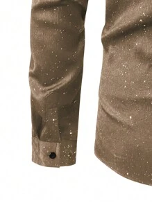 Manfinity AFTRDRK 经典成熟男士闪亮钻石衬衫，秋季款 - 棕色 - 查看 6