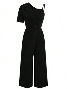 SHEIN Clasi 大码纯色简约时尚休闲连体裤