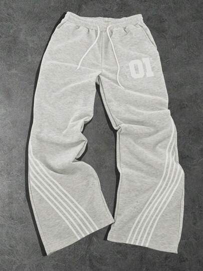 Manfinity EMRG 男士休闲运动裤，系带，条纹拼接和口袋，简约设计