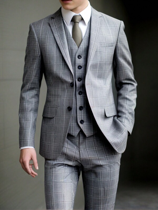 Manfinity Mode Men's Simple Casual Suit Set - Long Sleeve Top And Pants